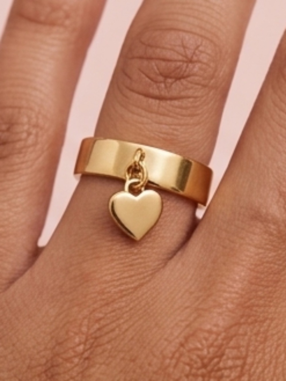 Gold Heart Charm Ring